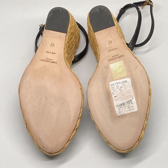 Saint Laurent Paloma 95 leather espadrille wedge sandals size 42 - Picture 15 of 16